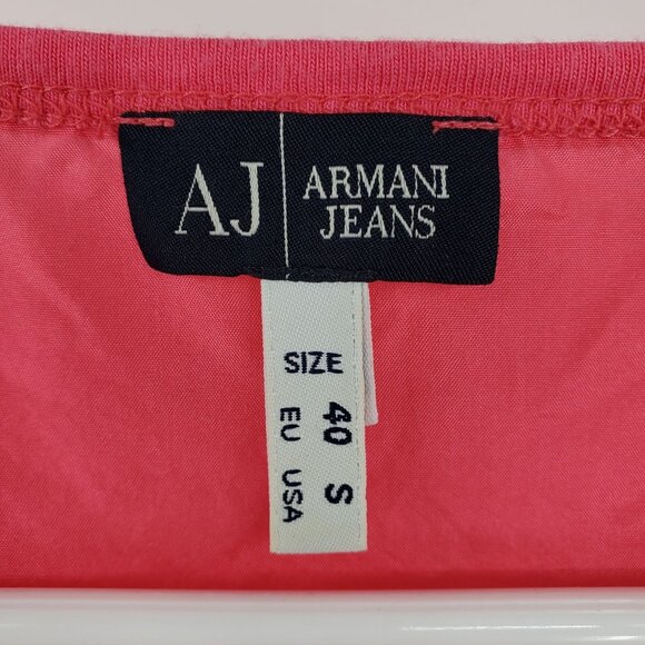 Armani Y2K Resort Coastal Chic Pink Ruffle Sleeve Scoop V Neck Top Shirt Small - Picture 4 of 10